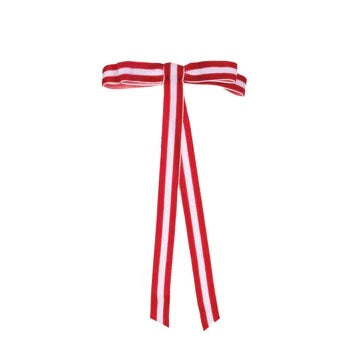 6 PACK RED AND WHITE STRIPE VELVET BOWS ECX003