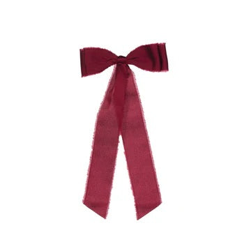 6 PACK BURGUNDY RAW SATIN BOWS ECX004