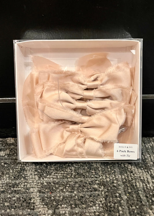 6 PACK CHAMPAGNE RAW SATIN BOWS ECX008