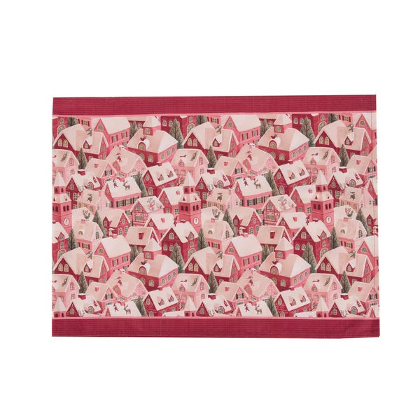 SUGAR PLUM VILLAGE COTTON TABLE RUNNER EXN018