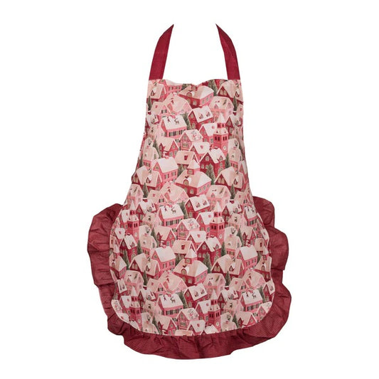 SUGAR PLUM VILLAGE COTTON APRON EXN019