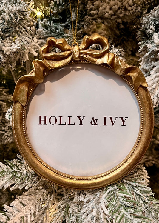 15 CM GOLD BOW FRAME ORNAMENT EXW019