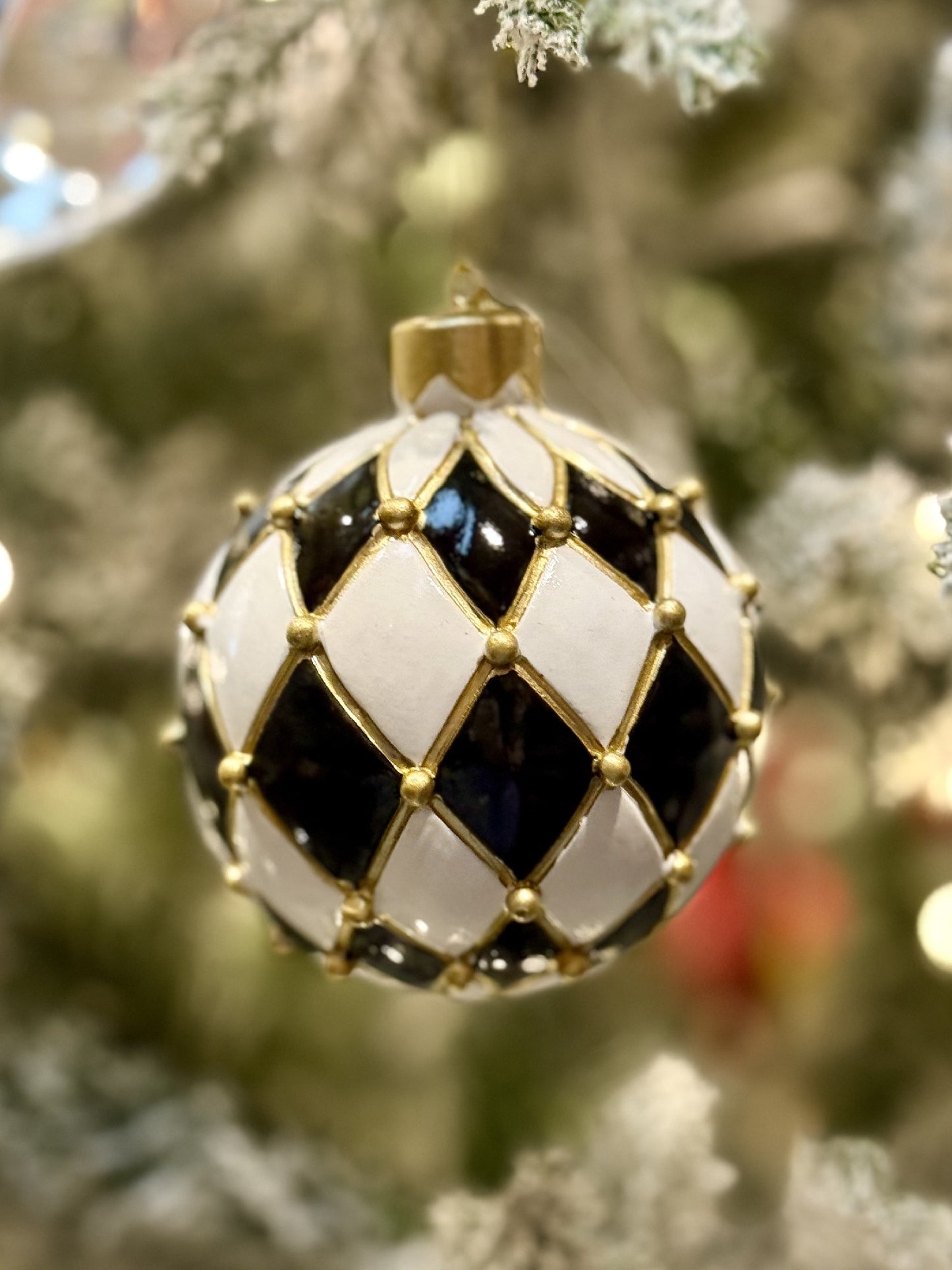 QUILTED HARLEQUIN BAUBLE HANGING ORNAMENT EXX027