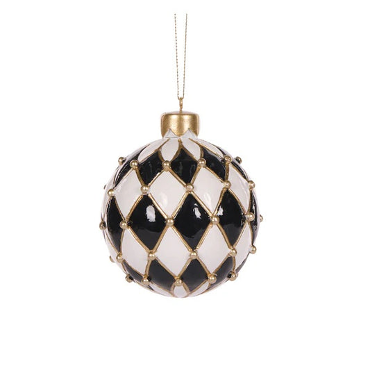 QUILTED HARLEQUIN BAUBLE HANGING ORNAMENT EXX027