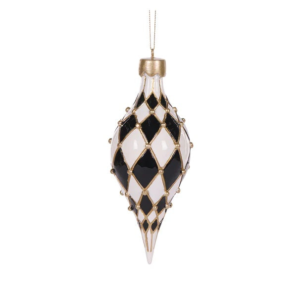 QUILTED HARLEQUIN TEARDROP ORNAMENT EXX029