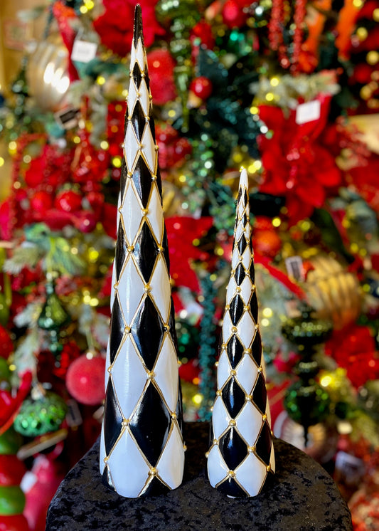 35.5 CM QUILTED HARLEQUIN CONE TREE EXX030