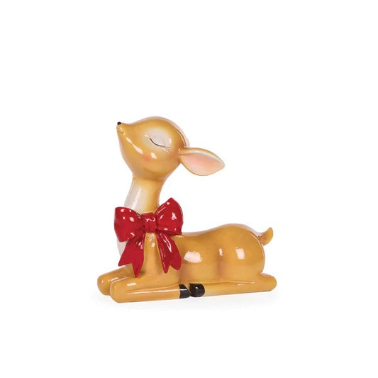 SITTING RETRO REINDEER WITH BOW EXX045