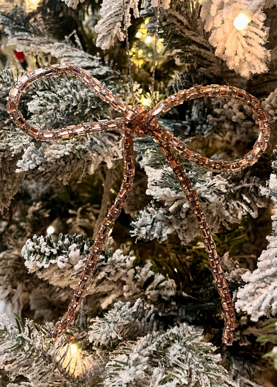 ROSE GOLD BEADED BOW ORNAMENT ECL002