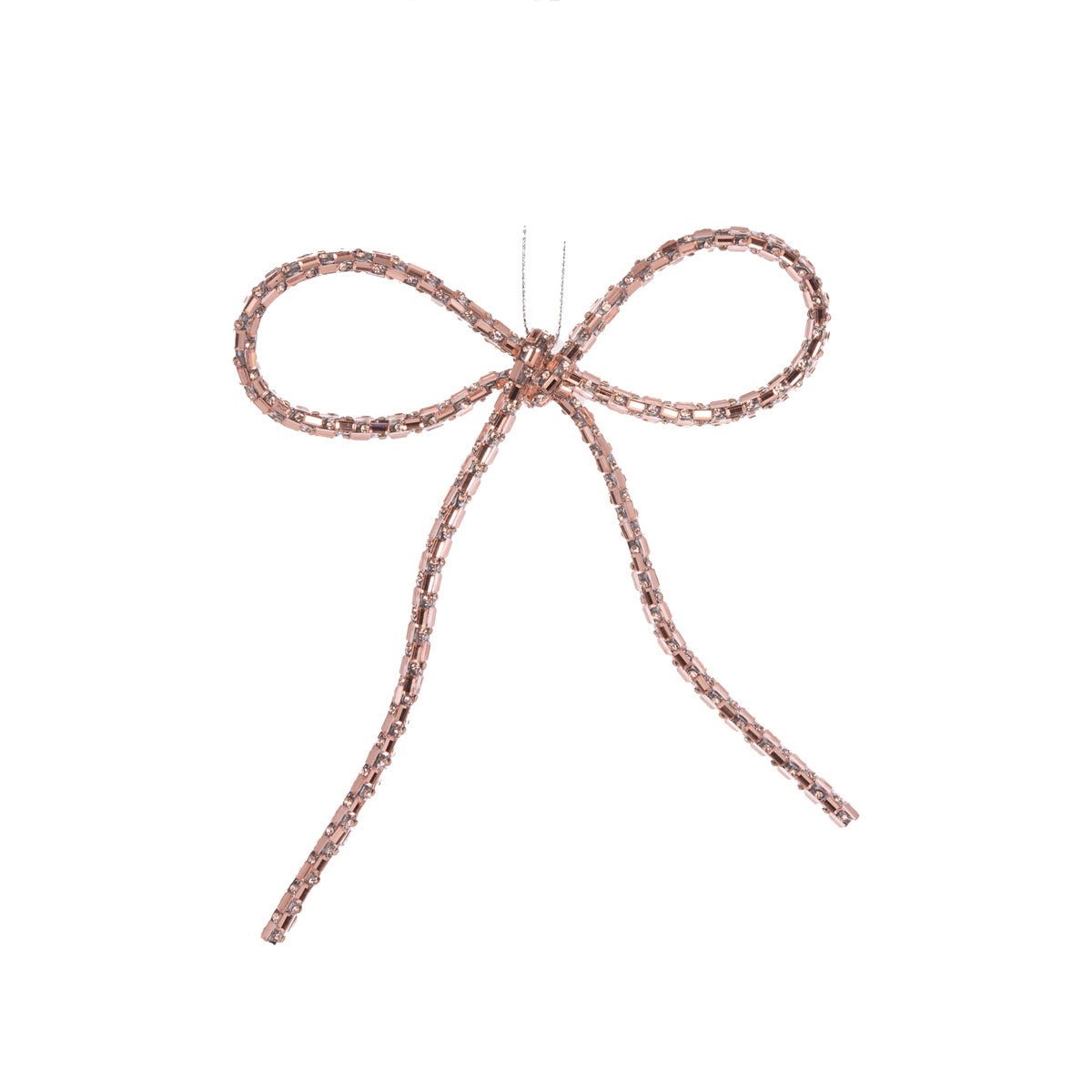 ROSE GOLD BEADED BOW ORNAMENT ECL002