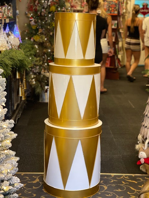 SET/3 GOLD AND WHITE HARLEQUIN DRUMS EXV037 (BULKY ITEM REQUIRES ADDITIONAL POSTAGE)