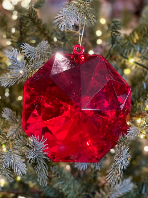 RED OCTAGON JEWEL HANGING ORNAMENT EXM049