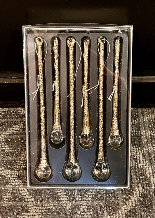 SET/6 CHAMPAGNE BEADED GLASS ICICLES EXR009
