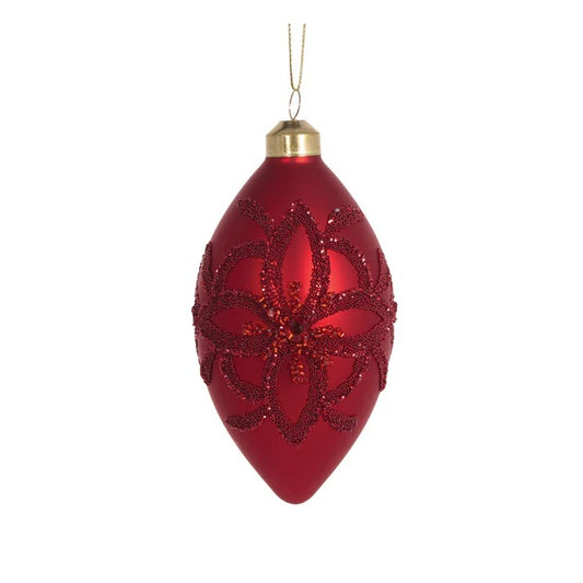 RED EMBELLISHED BEAD DROP BAUBLE EXR015