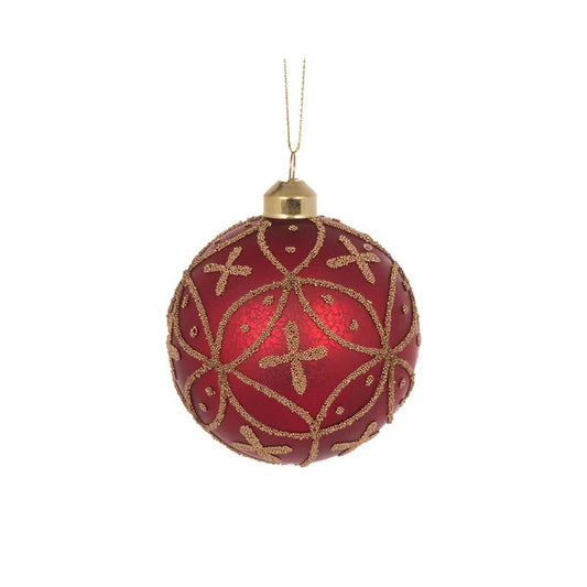 BURGUNDY EMBELLISHED BAUBLE EXR032