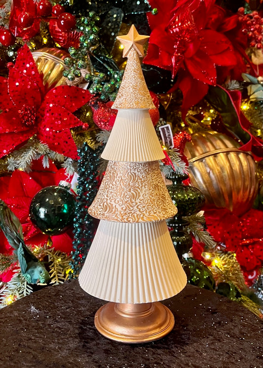 32 CM IVORY AND GOLD LAYERED TREE EXJ055