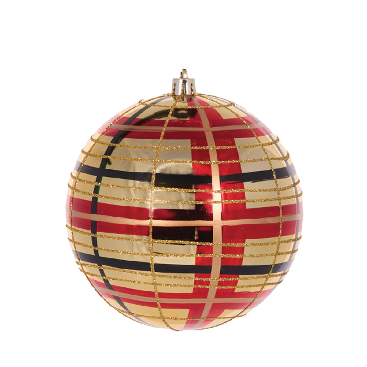 High Shine Gold Traditional Plaid Bauble EXE116