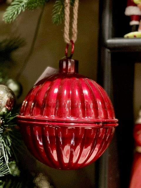 14 CM RIBBED BURGUNDY BELL ECH001