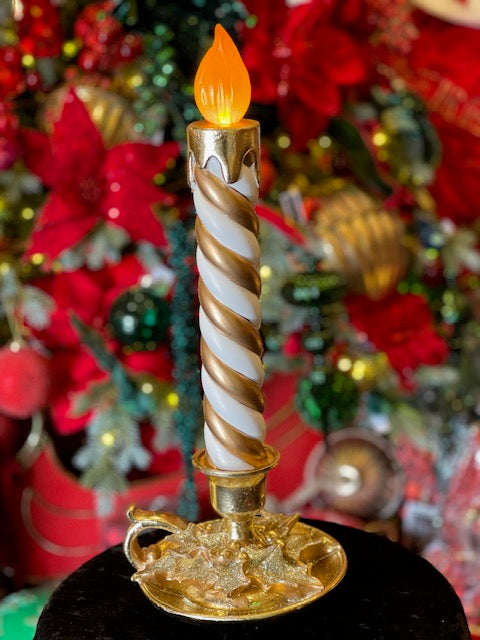 WHITE AND GOLD SWIRL CANDLE DECOR ECA090