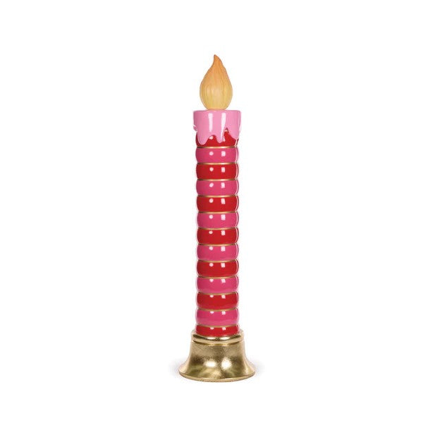 LED PINK AND RED RIBBED CANDLE ECA096 (PICK UP IN STORE ONLY)