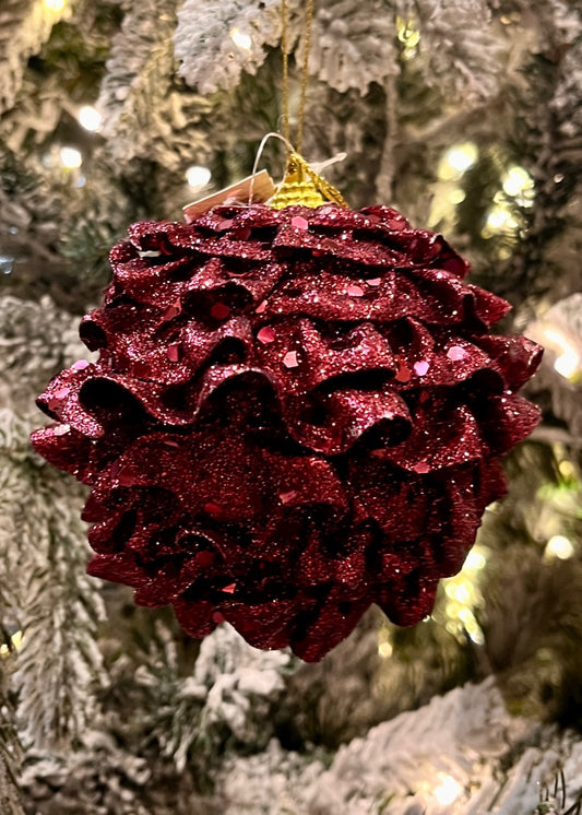 BURGUNDY RUFFLES BAUBLE EXZ127