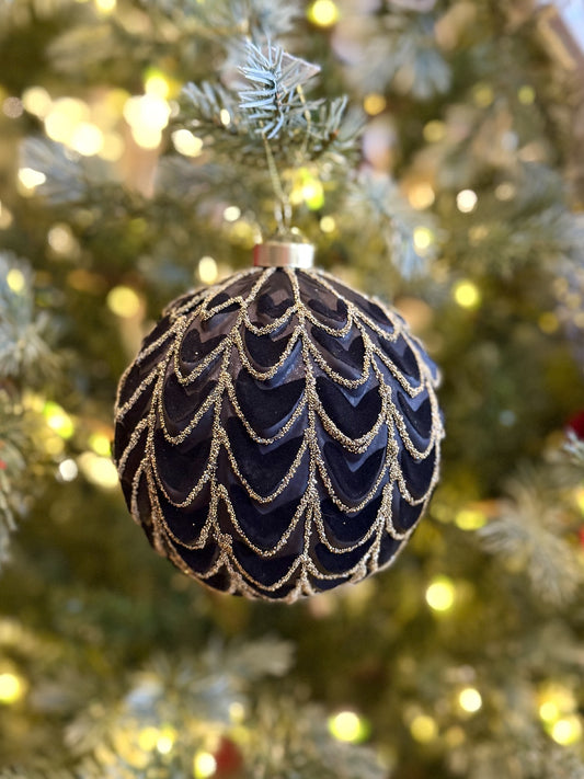 BLACK VELVET DRAPED BAUBLE FCI011