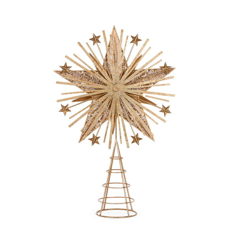 Spectacular Metal Gold Starburst Tree Topper FCA021