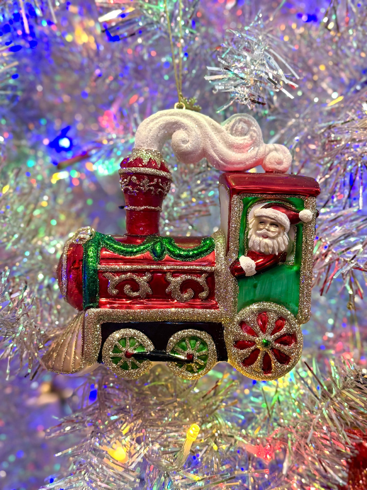 TRADITIONAL TRAIN GLASS ORNAMENT FCA166