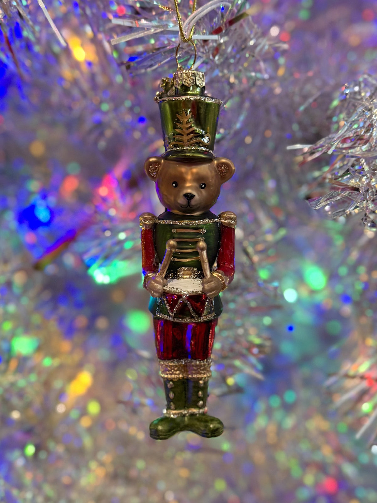 GREEN BEAR NUTCRACKER GLASS ORNAMENT FCA168