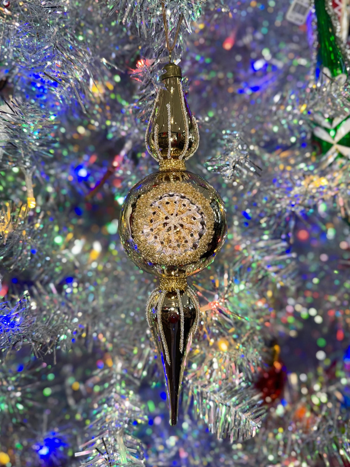 GOLD ROUND REFLECTOR FINIAL ORNAMENT FCI025