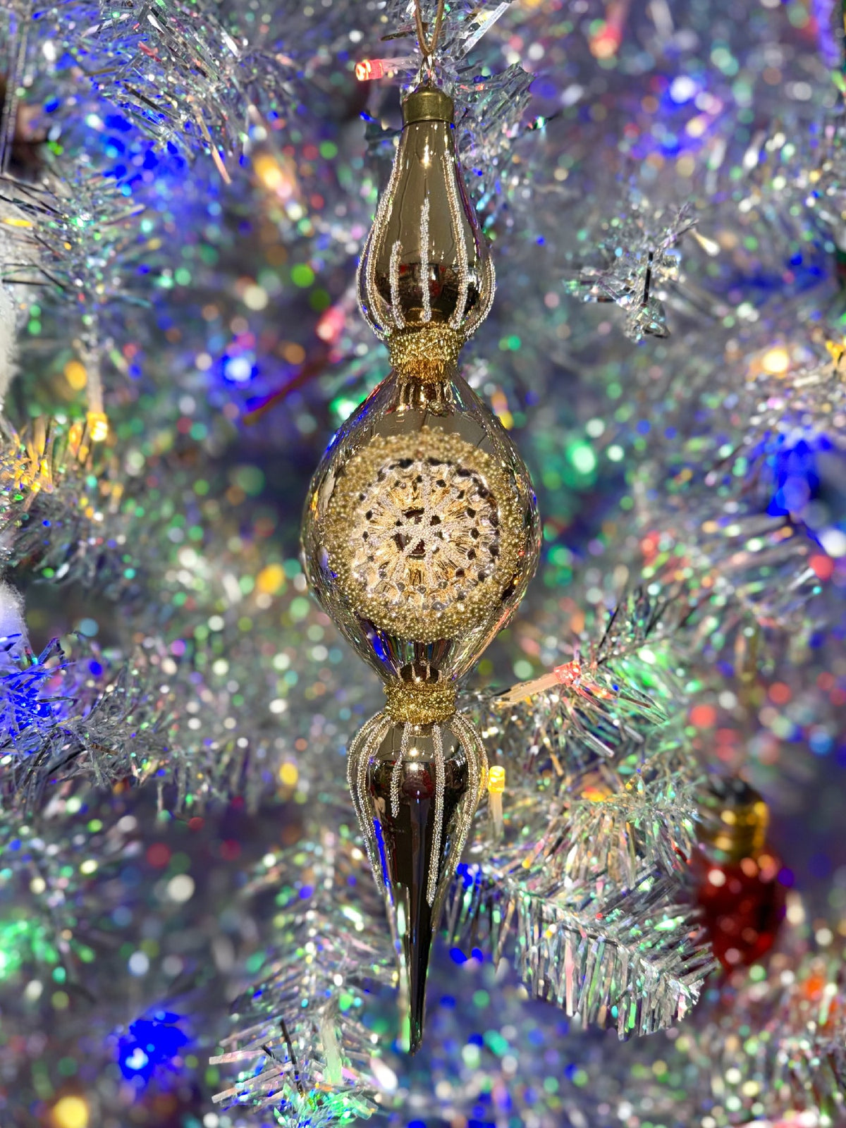 GOLD REFLECTOR DROP FINIAL ORNAMENT FCI027