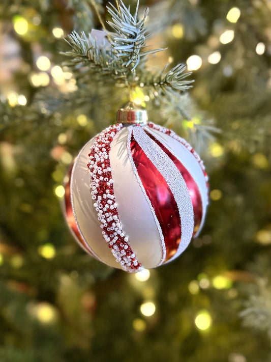 RED PEPPERMINT SWIRL BAUBLE FXR086