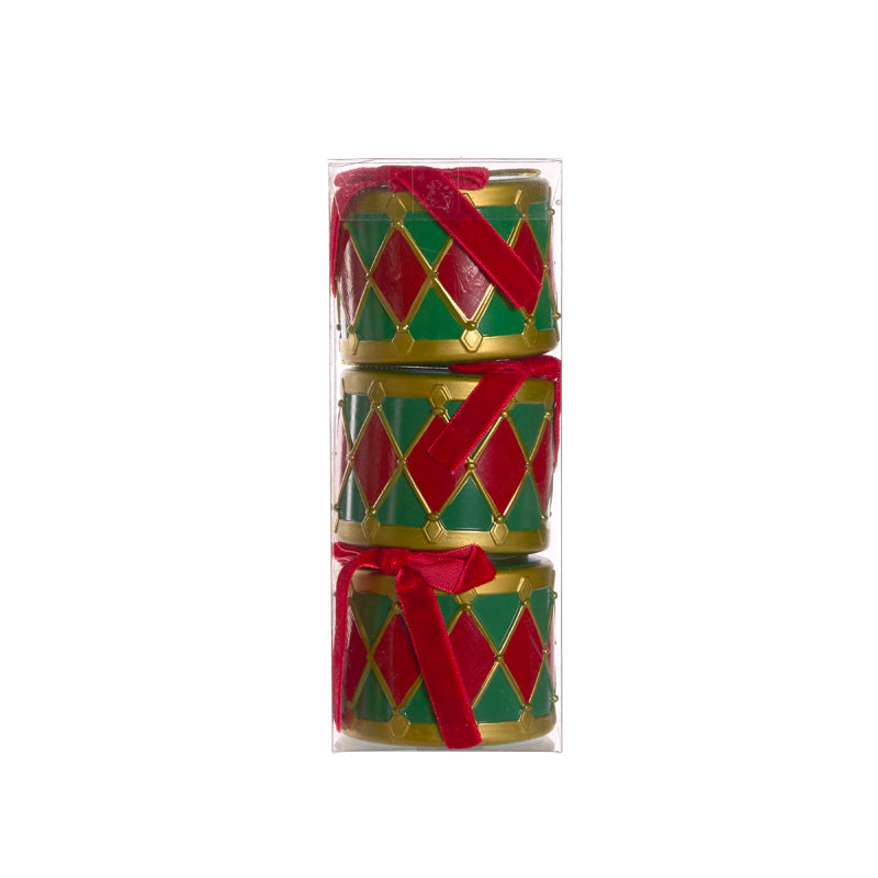 Set/3 Red And Green 7cm Hanging Drums FXZ006