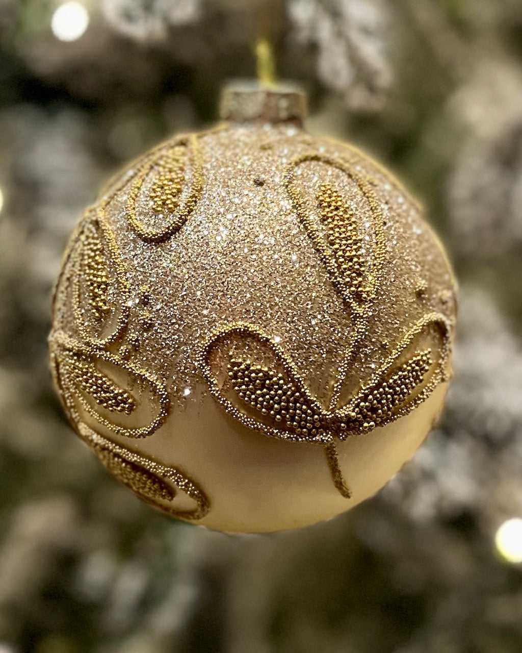 GOLD LEAF GLASS ROUND HANGING ORNAMENT RAM001