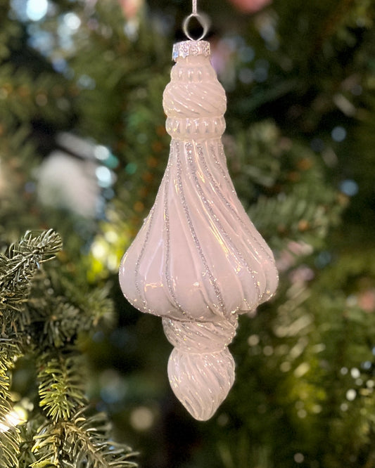 WHITE DROP FINIAL HANGING ORNAMENT RAM307