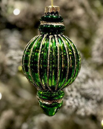 GREEN GLASS ROUND FINIAL HANGING ORNAMENT RAM310