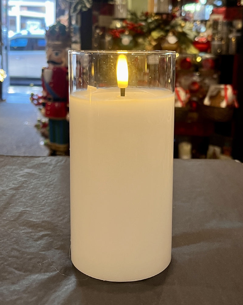 LARGE CLEAR GLASS LED PILLAR CANDLE RGR016