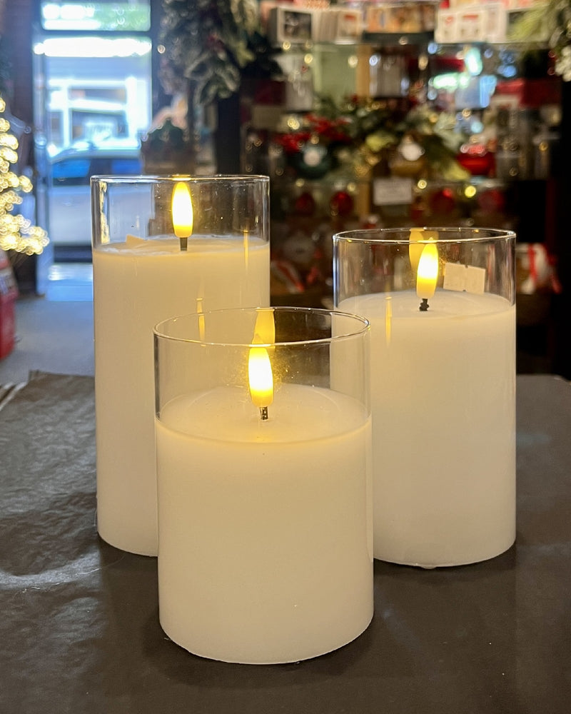 LARGE CLEAR GLASS LED PILLAR CANDLE RGR016