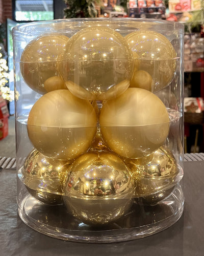 PACK OF 12 GOLD GLASS BALLS RHAN004