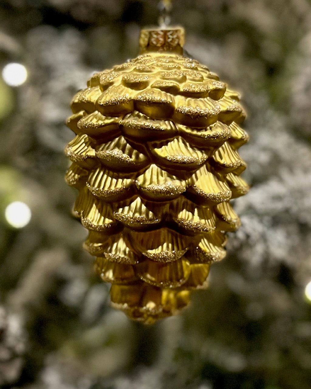 GOLD GLASS PINECONE HANGING ORNAMENT RHAN035