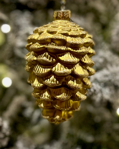 GOLD GLASS PINECONE HANGING ORNAMENT RHAN035
