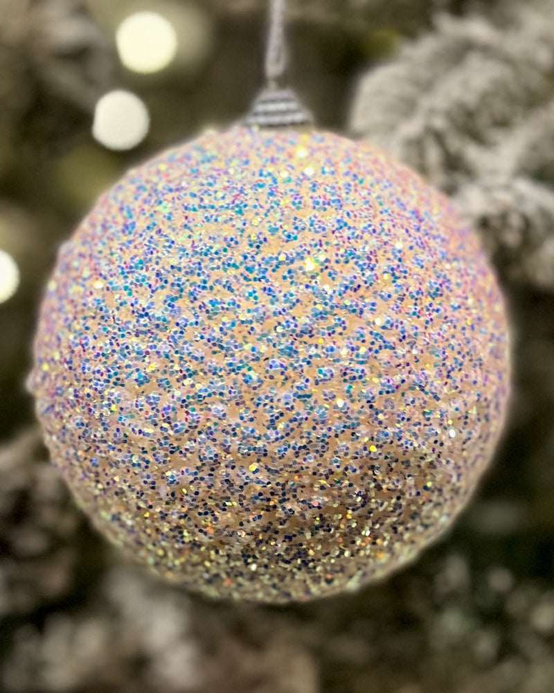 WHITE IRIDESCENT GLITTER BALL RMB024