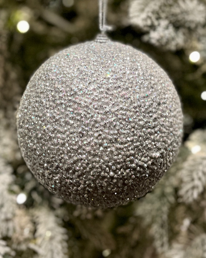 15CM SILVER GLITTER SHATTERPROOF ORNAMENT RMB032