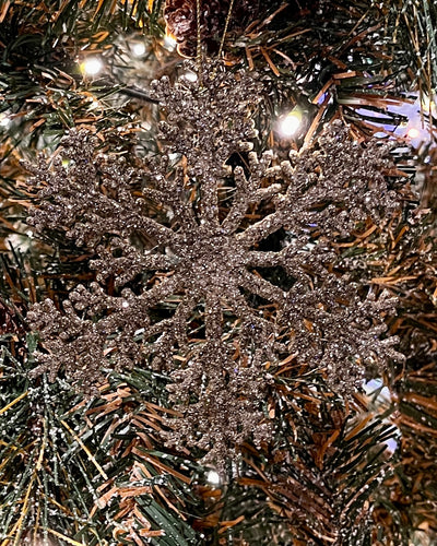 CHAMPAGNE GLITTER SNOWFLAKE HANGING ORNAMENT RR005