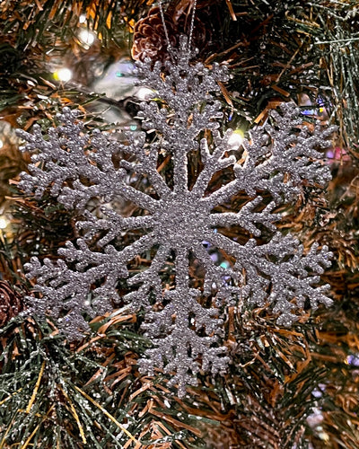 SILVER GLITTER SNOWFLAKE HANGING ORNAMENT RR006