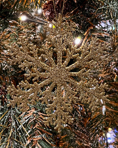 RR007   GOLD SNOWFLAKE HANGING ORNAMENT