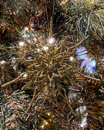 GOLD GLITTER STARBURST HANGING ORNAMENT RR015