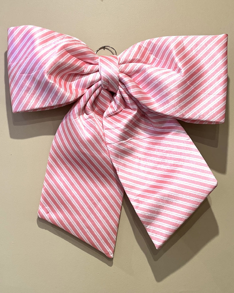 PINK WHITE STRIPE BOW HANGING RR030