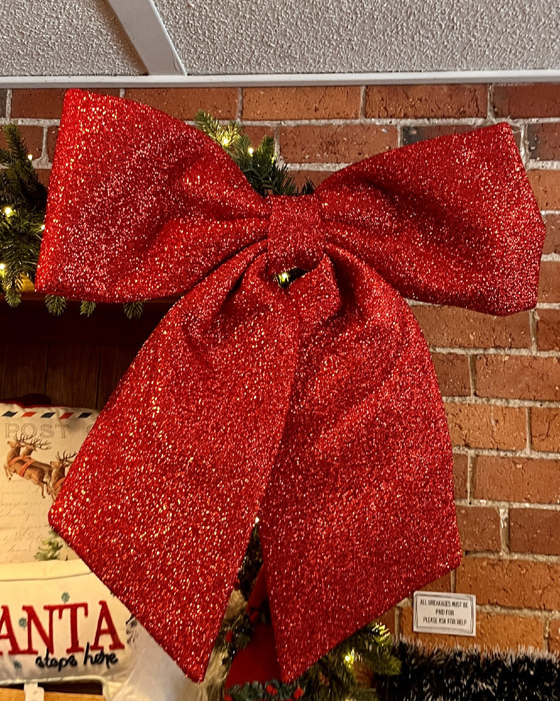 GIANT RED GLITTER BOW HANGING RR031