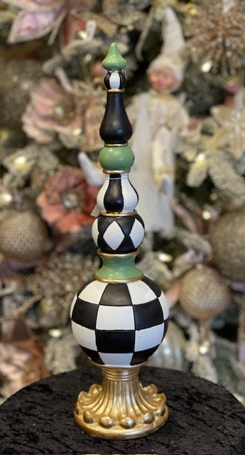 HARLEQUIN GREEN BLACK WHITE FINIAL SMALL RSM001
