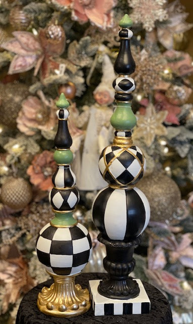 HARLEQUIN GREEN BLACK WHITE FINIAL SMALL RSM001